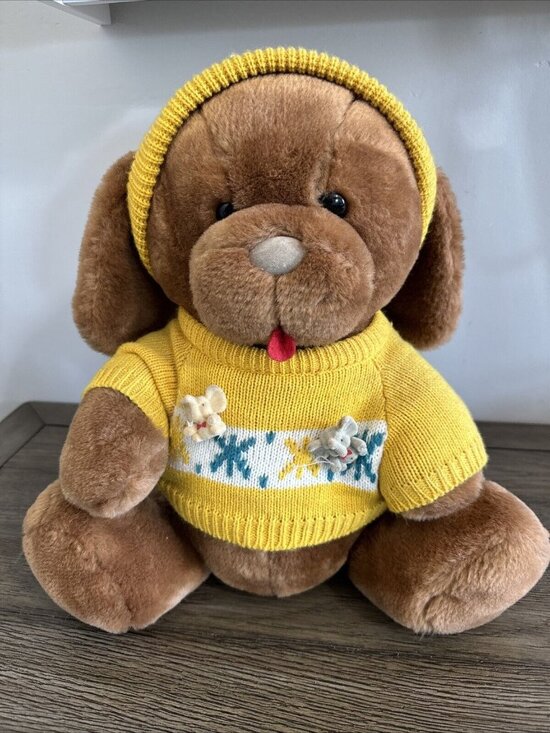 R. Dakin & Co. Other - Vtg Sno Buddies Plush Dog Yellow Sweater Snowflake 14" By R. Dakin & Co. 1985